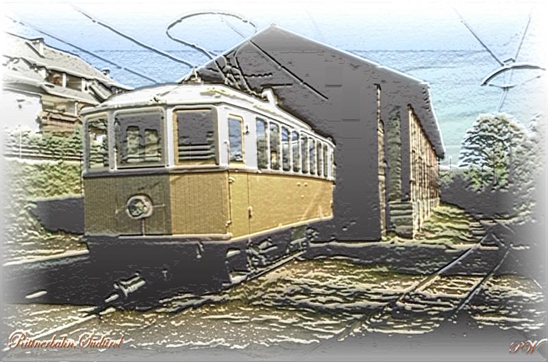Rittnerbahn in Sdtirol,Oldtimer Triebwagen in Oberbozen