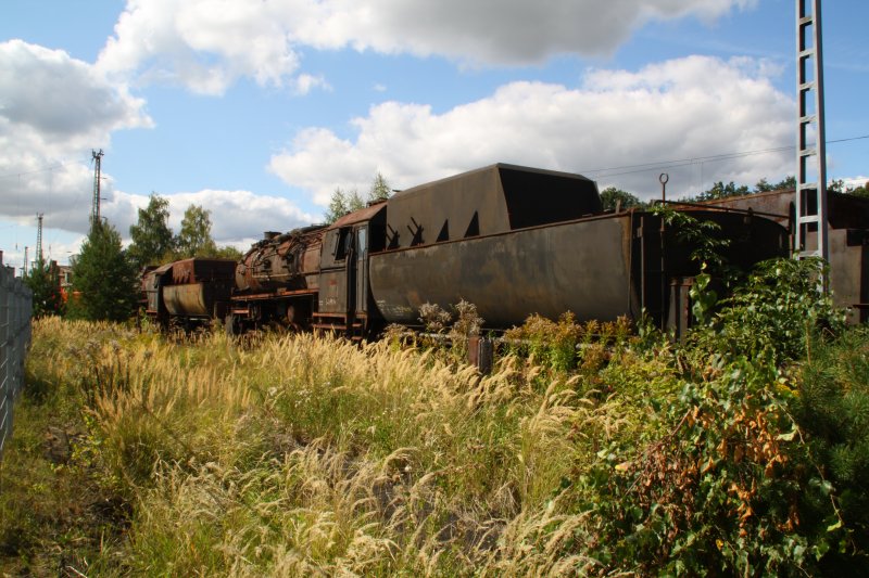 Rckansicht der BR 52 8104 am 12.09.09 im ehemaligen BW Falkenberg oberer Bahnhof. 