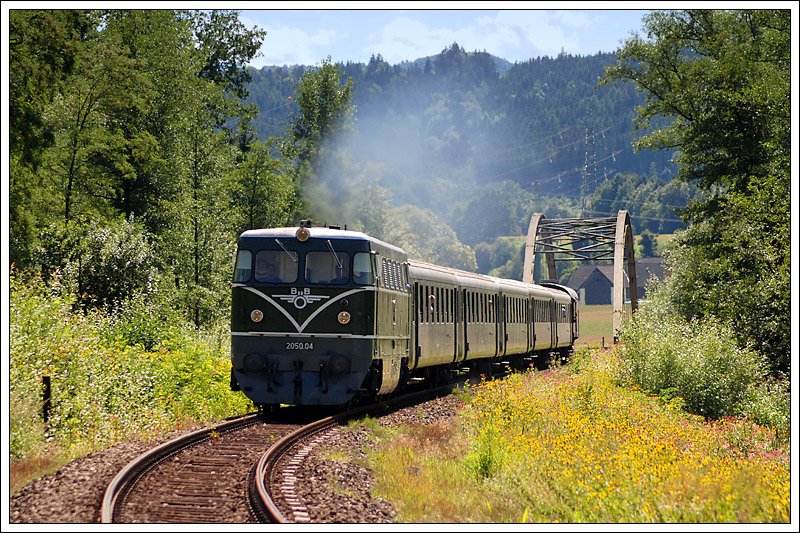 Rund drei bis vier Kilometer nach St. Paul war am 10.8.2008 dann wieder 2050.04 am Zug. Als SR 19814 ging es weiter nach Mixnitz.