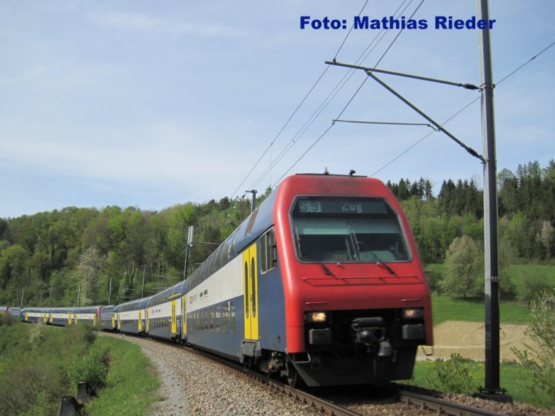 S 9 auf der Strecke zwischen Birmensdorf und Bonstetten am 25.04.09