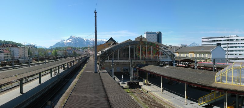Salzburg Hbf am 25.04.09 Blickrichtung S�d/M�nchen