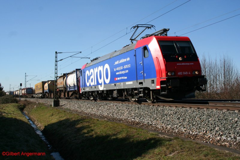 SBB Cargo 482 049-4 am 6.3.2008 in Offenburg-Hildboltsweier.