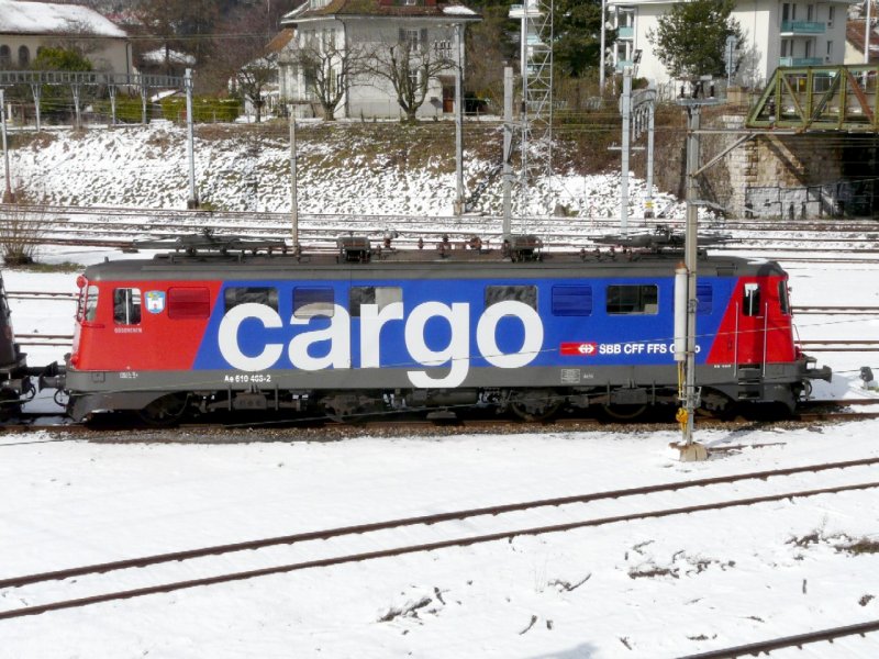 SBB Cargo  - Ae 610 463-2 im Depotareal von Biel / Bienne am 22.03.2008