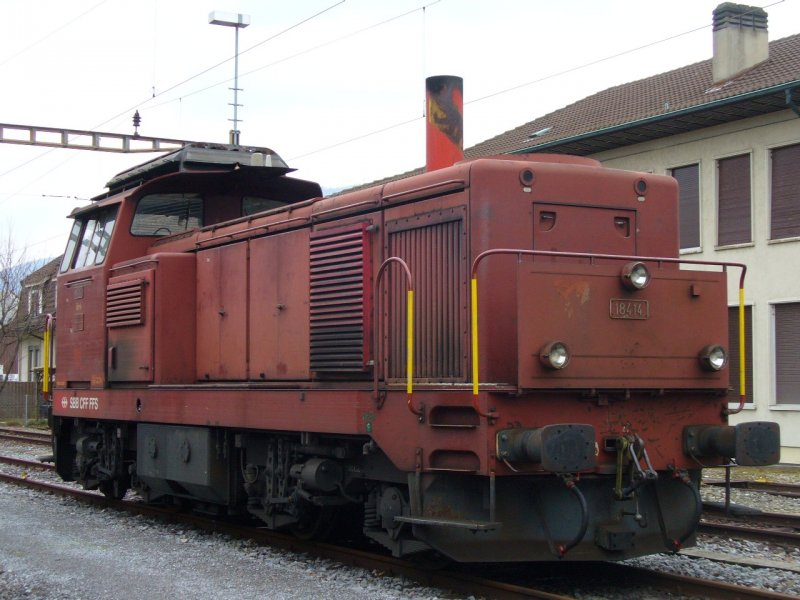 SBB Cargo - Bm 4/4 18414 im Gterbahnhof von Biel/Bienne am 13.01.2008