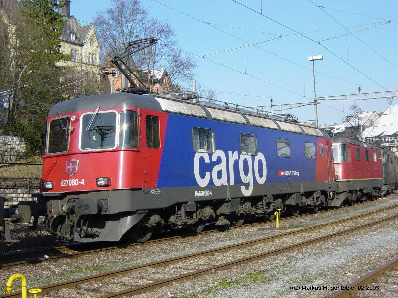 SBB Cargo Re 620 060-4 (ex.Re 6/6 11660) im Neuem Cargo-Look abgestellt am 01.02.2003 in Schaffhausen