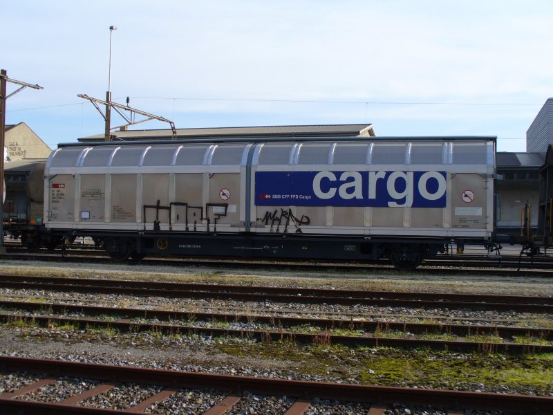 SBB Gterwagen Typ Hbbins 21 85 245 1 014-4 im SBB Gterbahnhof von Biel - Bienne am 05.11.2006