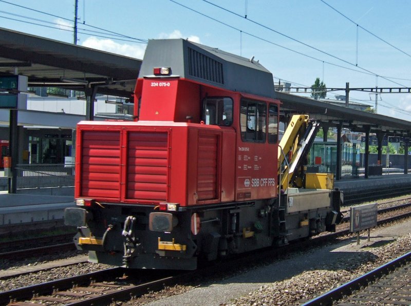 SBB-Infra: Der Tm 234 075 durchfhrt am 20.5.09 den Bahnhof Rotkreuz.
