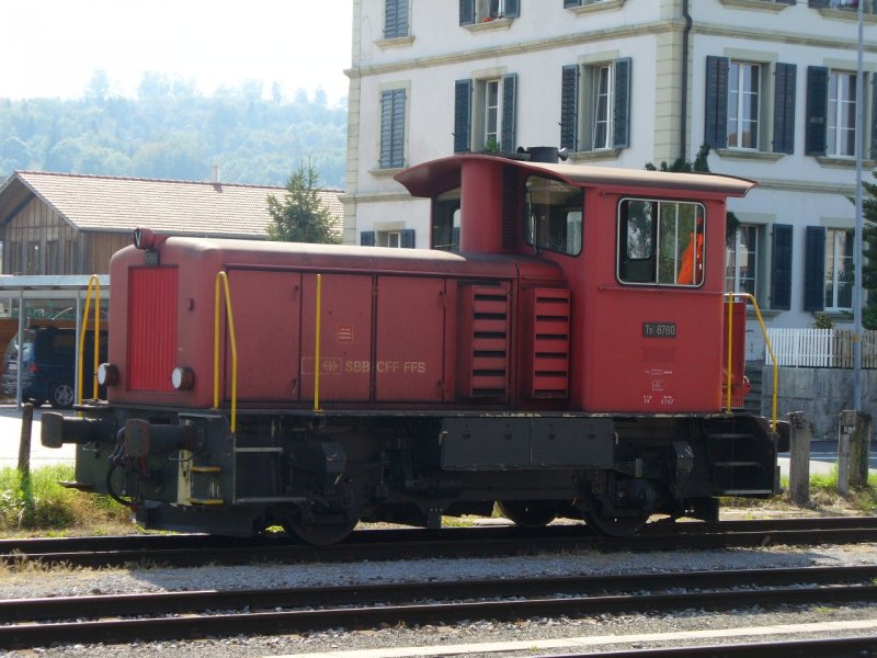 SBB - Rangierlok Tm 2/2 8780 im Bahnhof von Aarberg am 17.09.2007
