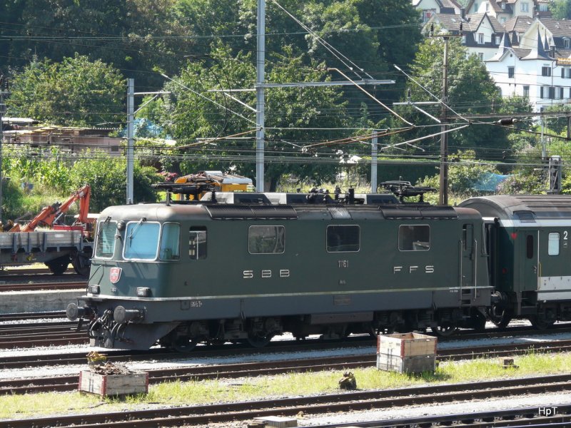 SBB - Re 4/4  11161 abgestellt im Bahnhofsareal Rorschach am 16.08.2009