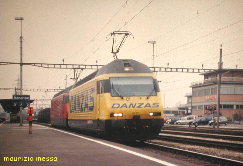 SBB Re 460 018 'Danzas' + Re 460 090 - Mendrisio - 13.02.1997