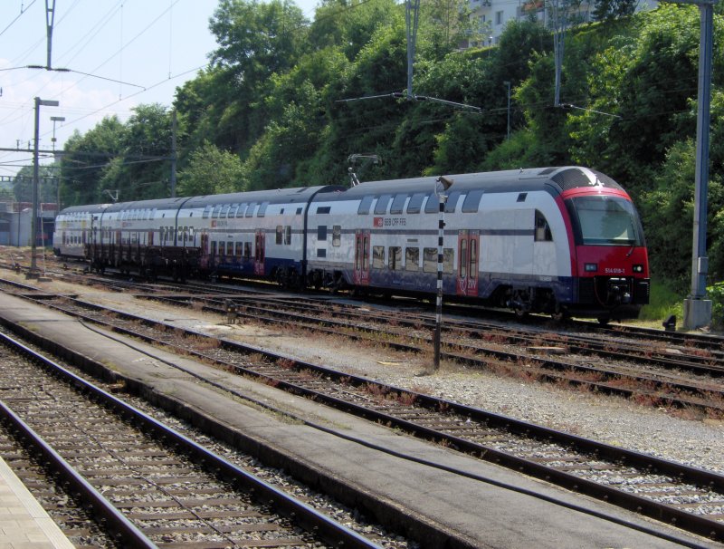 SBB - S-Bahn Triebzug RABe 514 bei Testfahrten in Rorschach Hbf.