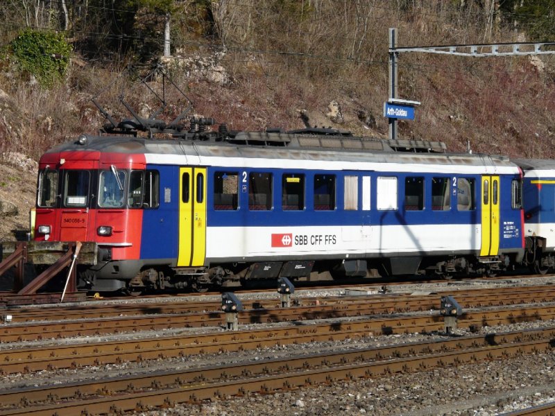 SBB - Triebwagen  RBe 4/4  540 056-9 im Bahnhofsareal von Arth-Goldau am 23.02.2008