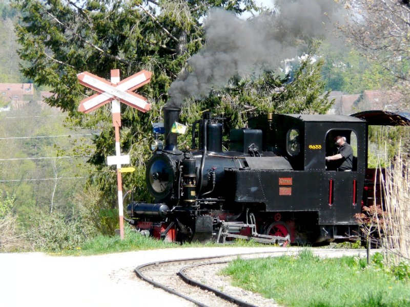 SchBB - Dampflok Pinus unterwegs im Betriebsareal bei der SchBB = Schinznacher Baumschulbahn am 27.04.2008 .... Bahnjubilum 30 Jahre ....