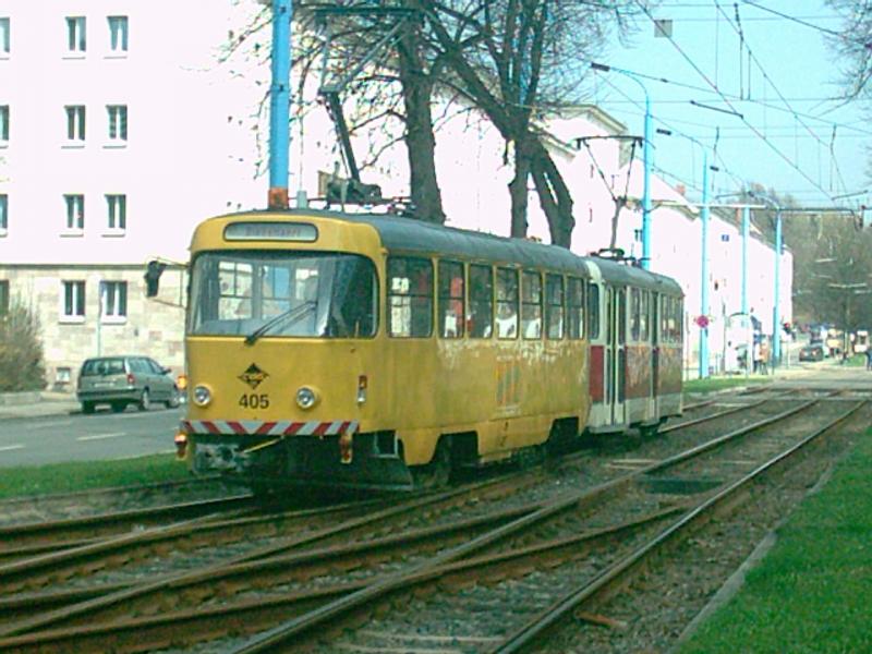 Schienenschleifwagen 405 der CVAG
auf Basis des Tatra T3D