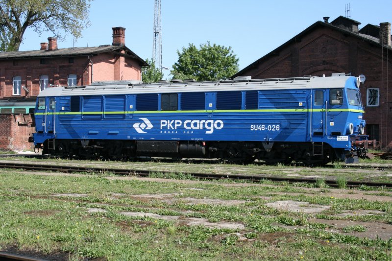 Sch�n in der Sonne pr�sentiert sich die SU46-026 in Wegliniec.02.05.09