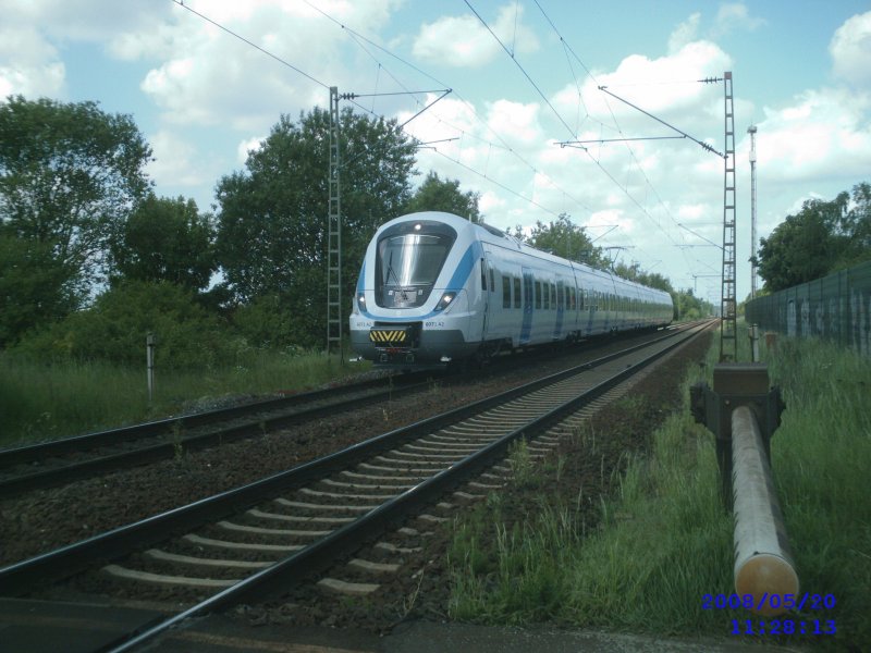 Schwedischer Triebwagen H�he Peine-V�hrum am 20.05.2008.
Er ist auf dem Weg zum Herstellerwerk ALSTOM-LHB nach
Salzgitter.