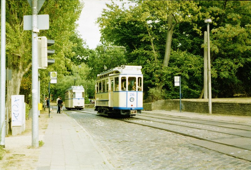 Schwerin 2003, Oldtimer-Straenbahn HTw Nr 26, ehem. Linie zum Schweizerhaus