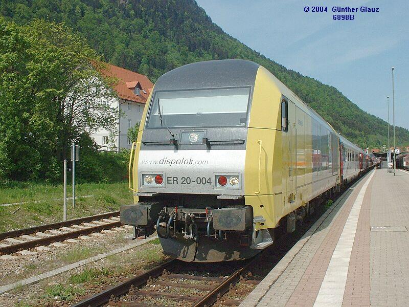 Siemens-Dispolok ER20-004 mit alex-Zug am 26.05.2004 in Immenstadt / Allgu.