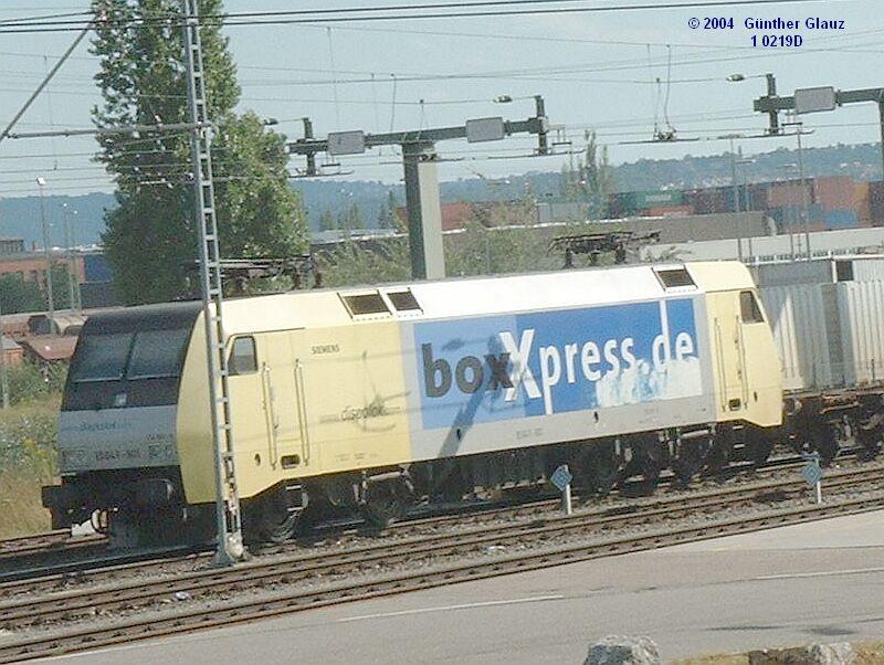 Siemens-Dispolok ES 64 U2 boxXpress am 18.08.2004 im Container-Terminal Kornwestheim