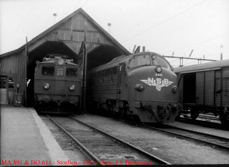 SJ Ma 891 und NSB Di3 611 - Bahnhof Storlien - 1961 (Foto J.J. Barbieux)