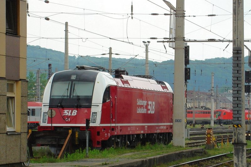 SLB 1216 mit neuer Dienstnummer 91 entdeckt in Salzburg Hbf. 4.05.09