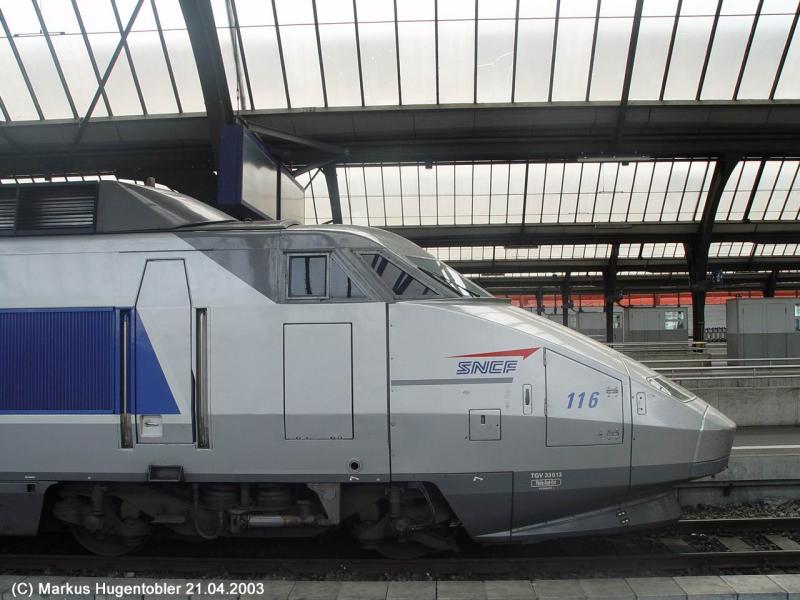 SNCF TGV 116 am 21.04.2003 in Zrich HB