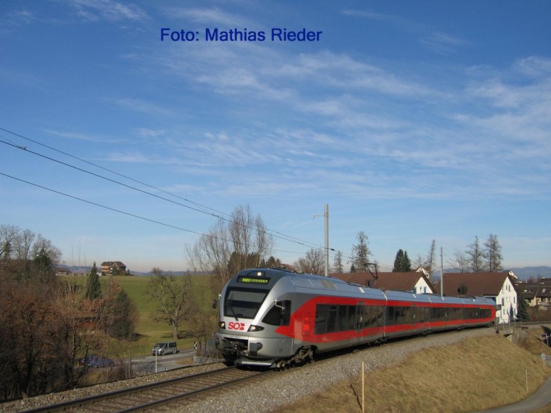 SOB- Flirt auf der S 13 von Wndenswil unterhalb Samstagern am 28. Januar 08