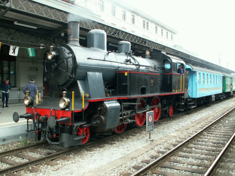 Sonderfahrt des  Amor Express  mit Lok Eb 3/5 No.9 aus Anlass des Bahnjubilums  150 Jahre St.Galler Linie .Rorschach 27.08.06
