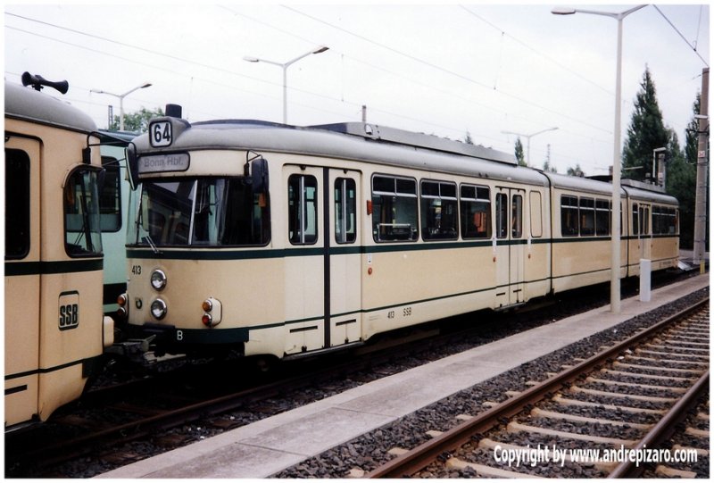 SSB TW 413 abgestellt im Betriebshof Dransdorf - 1992