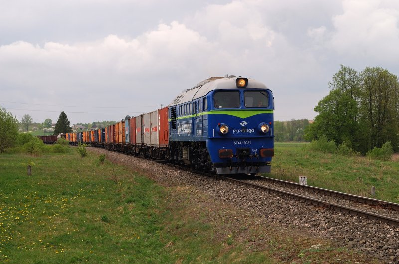 ST44 - 1081 (PKP Cargo) mit Gterzug vor Kaletnik (06.05.2009)