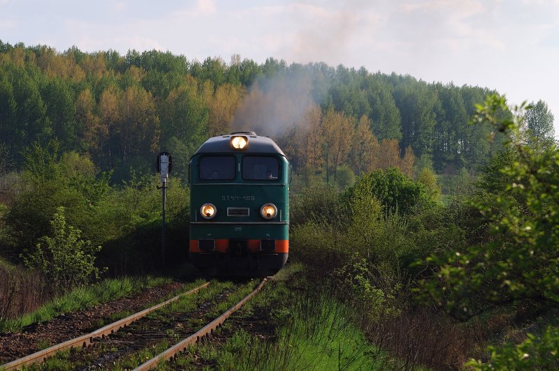 ST44 - 489 mit Kohlezug vor Pszow (28.04.2008)
