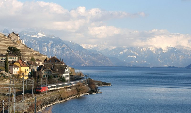 Stefans Winterprotestbild hatte einen gewissen Erfolg: Heute streckte der Frhling scheu seine Nase ins Lavaux. Grund genug zu einer kurzen Fototour. IR 1428 bei Le Dzale am 11.03.2009  
 