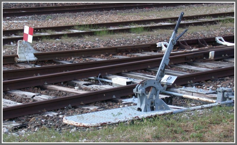Stellhebel fr Entgleisungsschuh in Andelot. (05.06.2007)