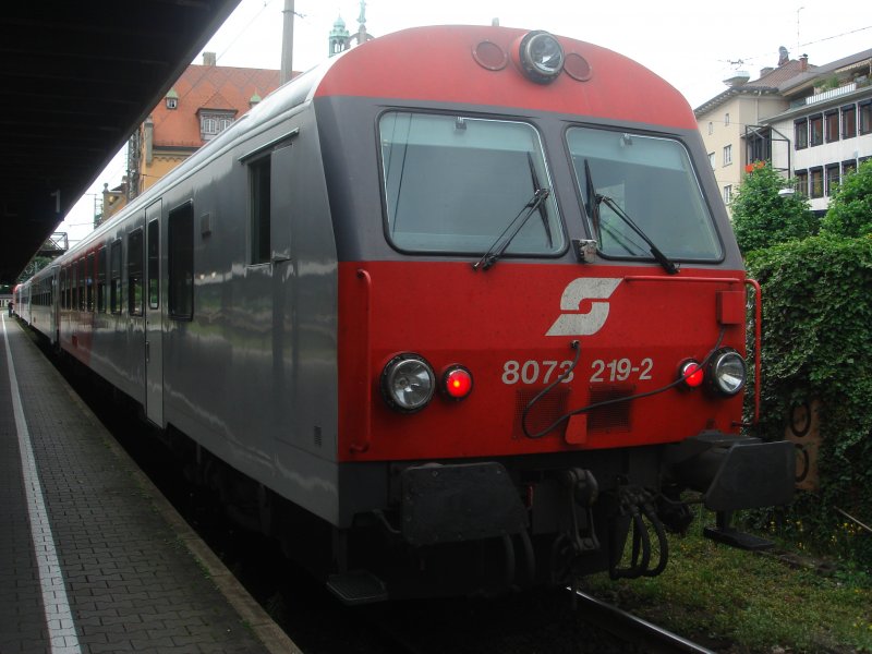 Steuerwagen 8073 219-2 City Shuttle nach Bludenz. Aufgenommen am 28.06.07 Lindau Hbf