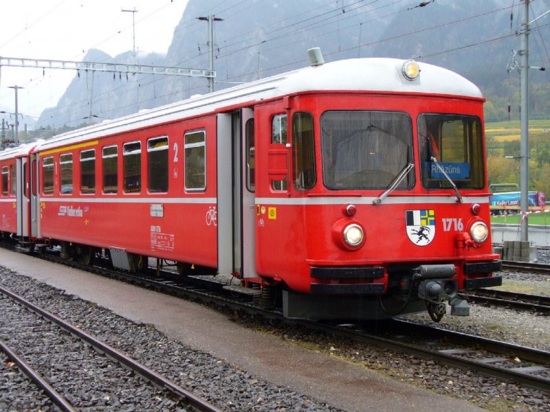 Steuerwagen ABt 1716 im Bahnhof von Untervaz am 29.10.2006