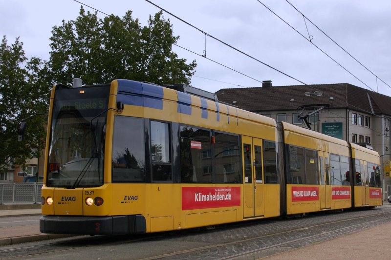 Stra�enbahn in Essen: EVAG 1531 auf der Linie 103 mit Ziel Steele-S, fotografiert am 11.09.2007.