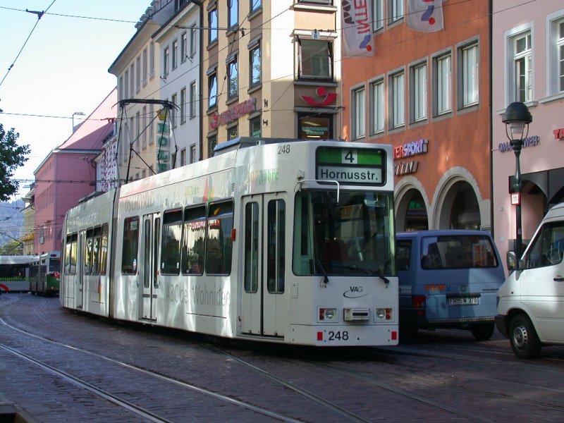 Strassenbahnlinie Nr.4 in Freiburg i/Breisgau am 16.10.2001