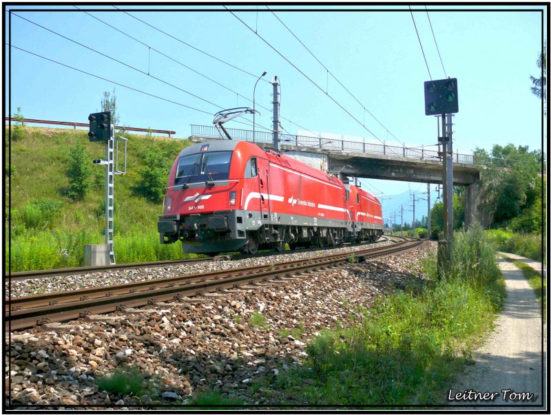 SZ E-Lok 541 102 + 105 von Hegyeshalom (Ungarn) nach Jesenice (Slowenien).Fotografiert in Zeltweg 19.07.2007
