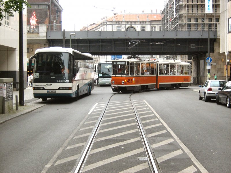 TATRA KT4D, Wagen 482 in der Schleife am Kupfergraben, Themenfahrt am 13. 7. 2008