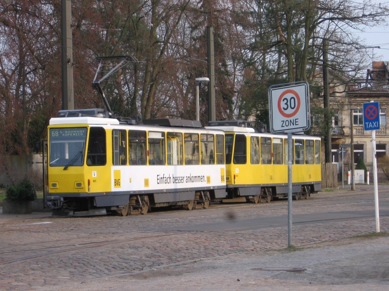 TATRA T6 in Doppeltraktion in Berlin-Grnau, Januar 2007