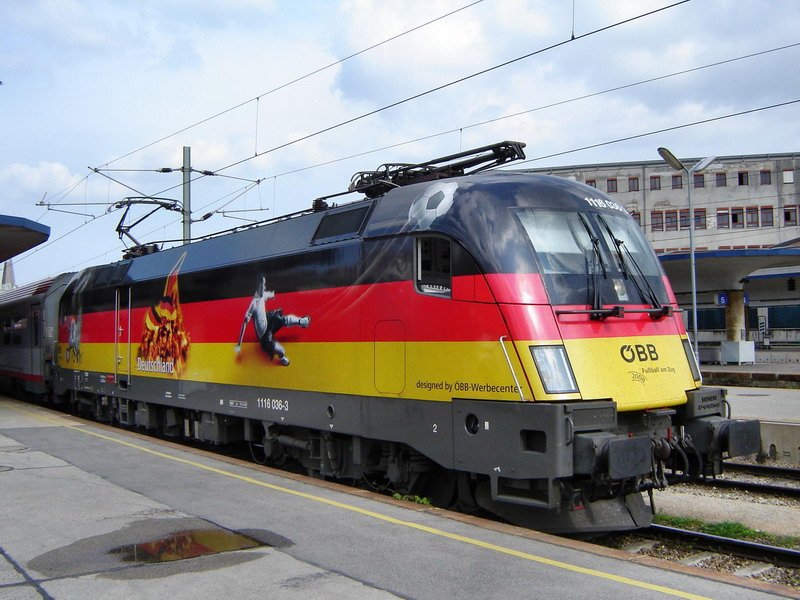 Taurus 1116 036 (EM-Lok Deutschland). Aufgenommen am
06.05.2008 am Wiener Westbahnhof.