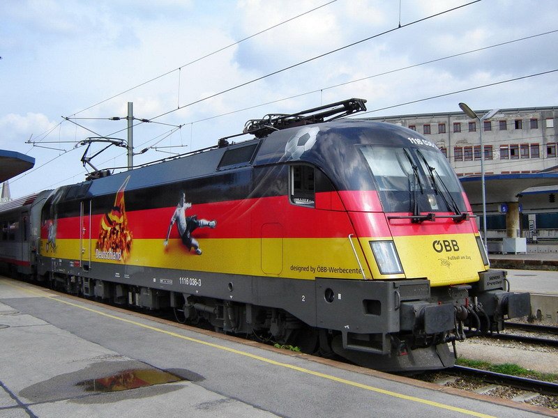 Taurus 1116 036 (EM-Lok Deutschland). Aufgenommen am
06.05.2008 am Wiener Westbahnhof.