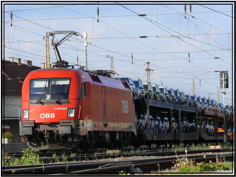 Taurus 1116 218-7 bei der Durchfahrt duch den Bahnhof Knittelfeld 30.4.2007