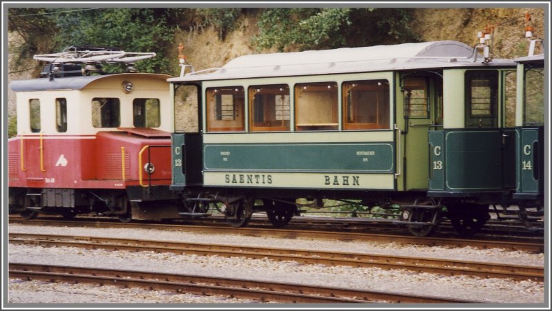Te und C13 der Sntisbahn in Herisau. (Archiv 07/82)