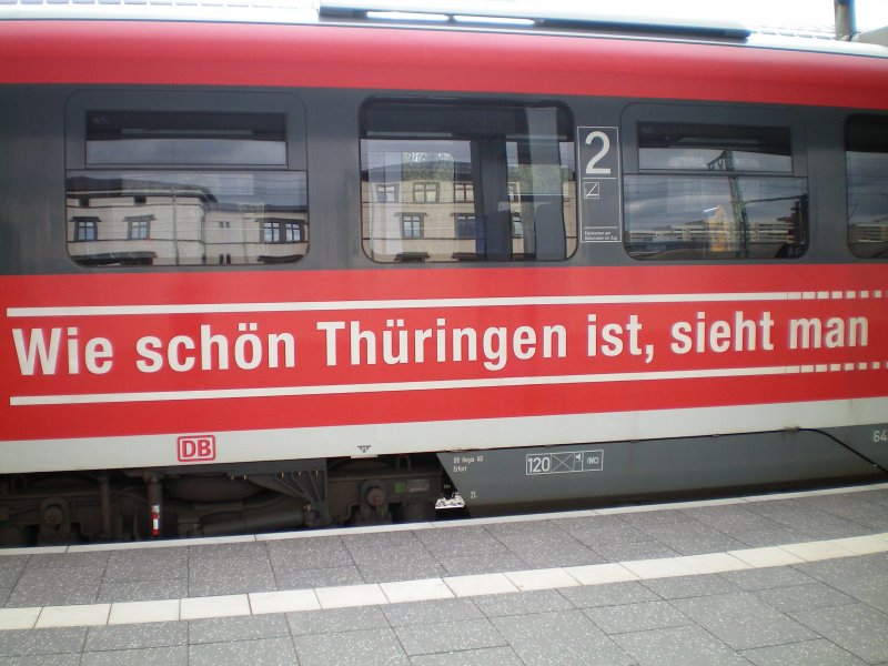 Teil 1 der Werbung f�r mein Heimatbundesland,an einem Desiro (BR 642) in Erfurt.22.03.2008