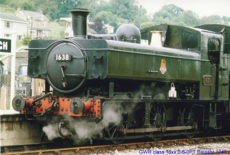 Tenderlok mit Innentriebwerk class 16xx 0-6-0 fr den Rangier- und Nebenbahndienst Baujahr 1949 Museumsbahn Severn Valley Rail-
way 1986
 