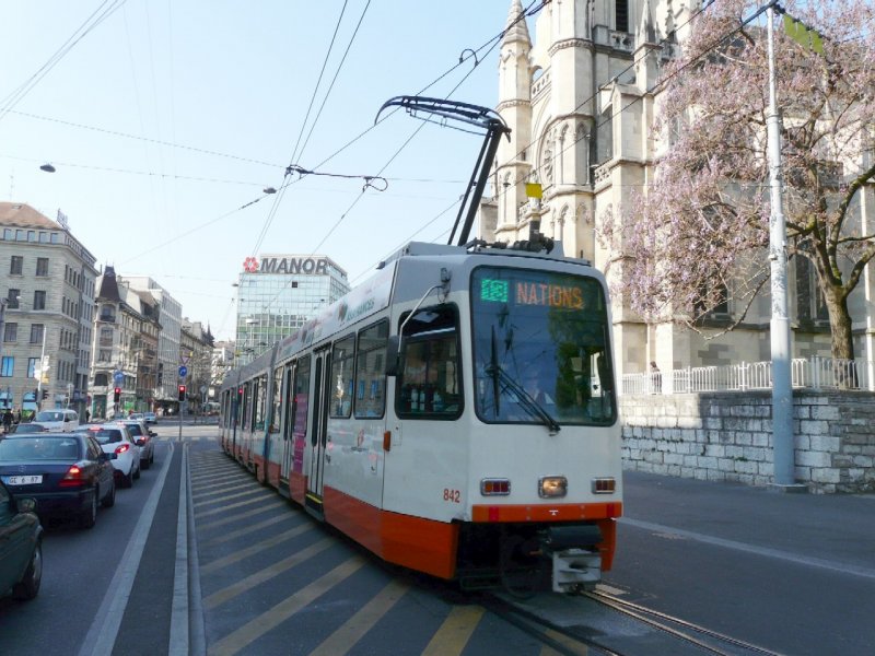 TG - Tram Be 4/8 842 unterwegs in der Stadt Genf am 07.05.2008