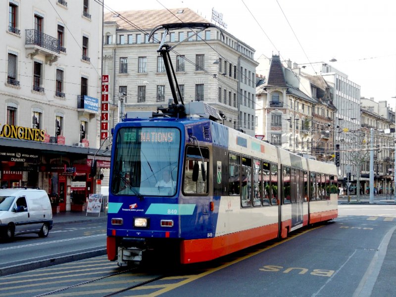 TG - Tram Be 4/8 849 unterwegs in der Stadt Genf am 07.05.2008