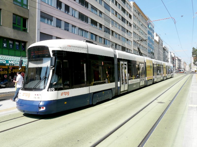 TG - Tram Be 6/8 870 unterwegs in der Stadt Genf am 07.05.2008