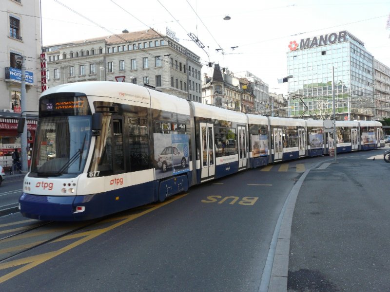 TG - Tram Be 6/8 877 unterwegs in der Stadt Genf am 07.05.2008